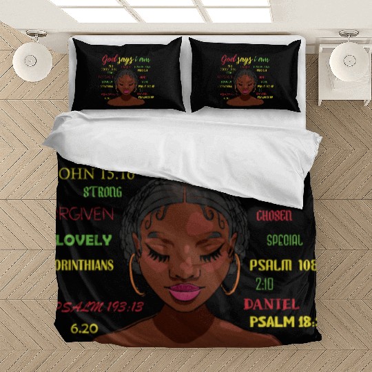 African American Girl God Says I Am Black Pride Bedding Sets