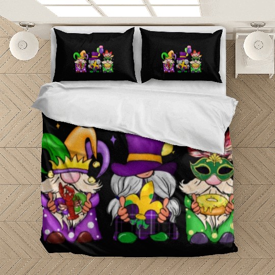Kids Toddler Girls Fleur de Lis Mardi Gras Gnomes Bedding Sets