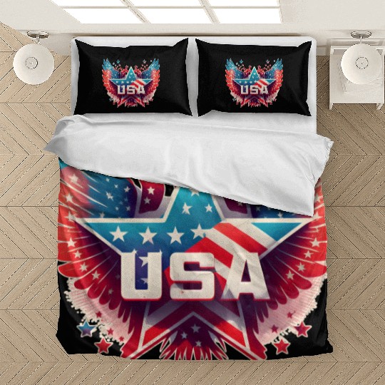 Usa flag with star and wings, patriotic, country. Bedding Sets