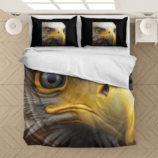 bald eagle eyes hyper realistic hyper details Bedding Sets