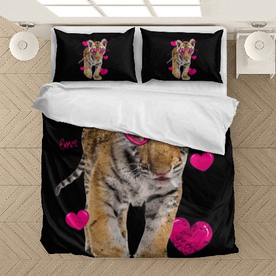 Cute Tiger Cub Gift Valentine Day Heart Tiger Face Bedding Sets