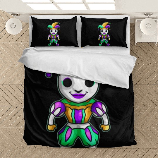 Cute Kawaii Jester With Mask For Mardi Gras Bedding Sets