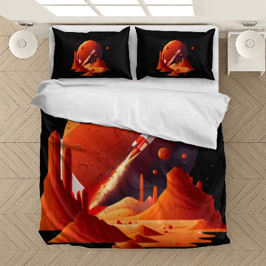 Vintage Space Science Mars Fiction Geek Solar Bedding Sets