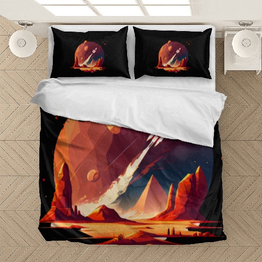 Vintage Space Science Mars Fiction Geek Solar Bedding Sets
