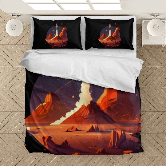 Vintage Space Science Mars Fiction Geek Solar Bedding Sets