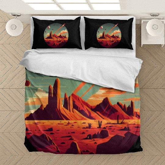 Vintage Space Science Mars Fiction Geek Solar Bedding Sets