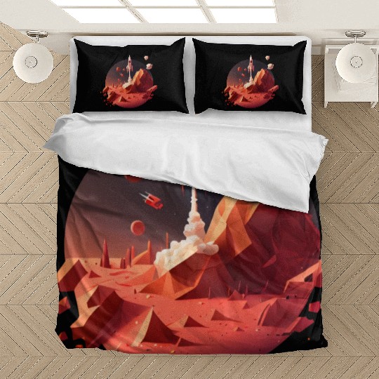 Vintage Space Science Mars Fiction Geek Solar Bedding Sets