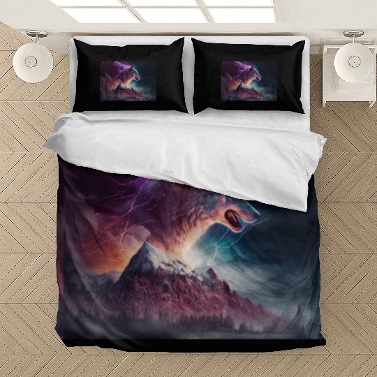 Electric Mountain, Violet Skies, and a Luminous Wo Bedding Sets