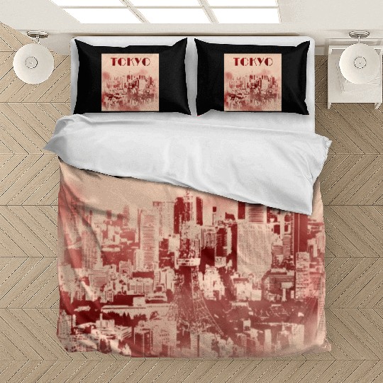 Tokyo Skyline City Japan Travel Shibuya Japanese Bedding Sets
