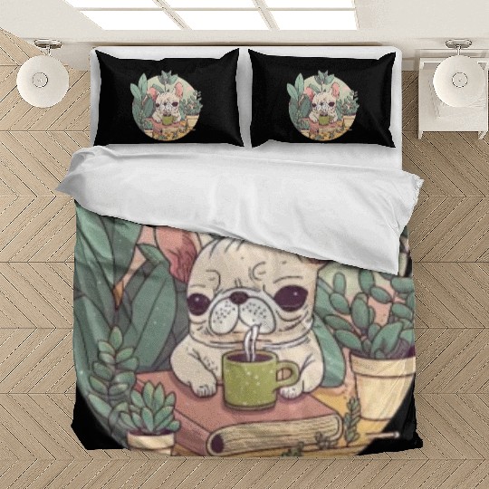 Cute Frenchie, Coffee & Books: A Perfect Pairing Bedding Sets