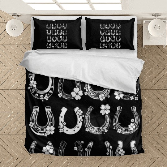 Horse Shamrock Horseshoe Patrick s Day Leaf Lucky Bedding Sets