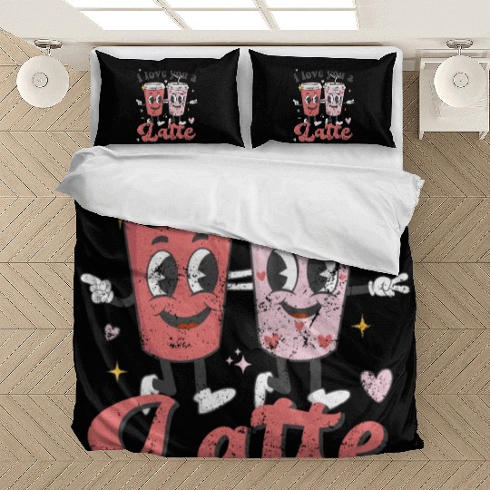 I Love You A Latte Groovy Valentines Day Coffee Bedding Sets