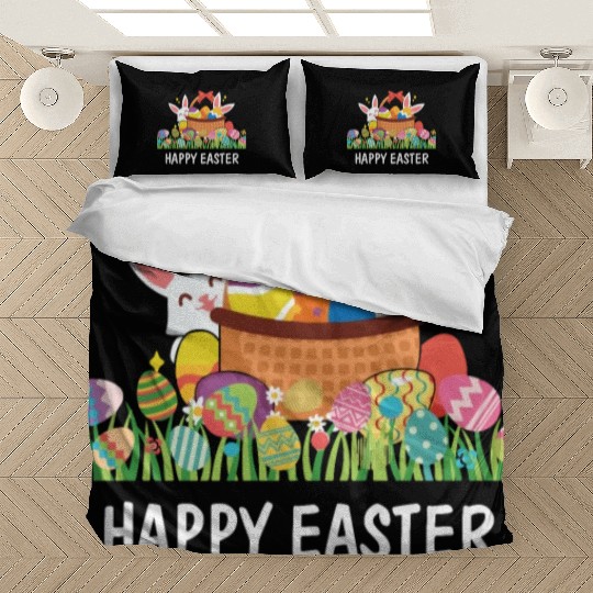 HAPPY EASTER Bunny Egg Hunt Wagon Girls Kids Mom Bedding Sets