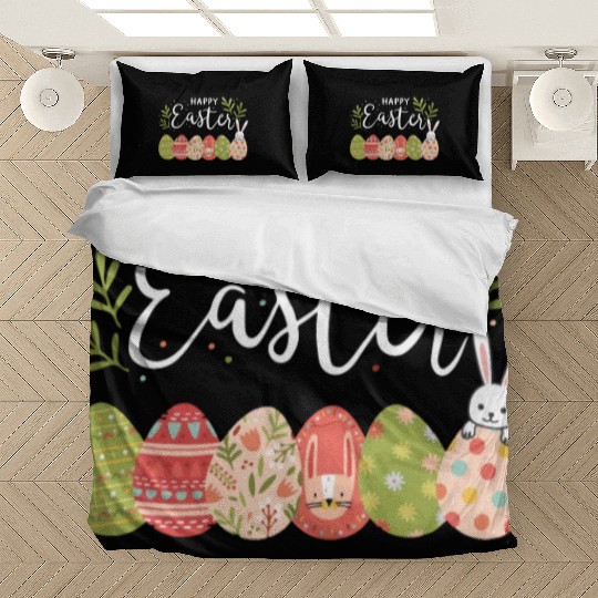 Happy Easter Spring Flowers Bunny Rabbit Egg Hunt Bedding Sets