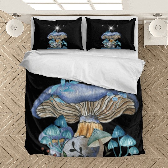 Pastel Blue Mushrooms Bedding Sets