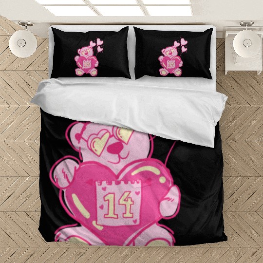 Teddy bear valentine with balloons Bedding Sets