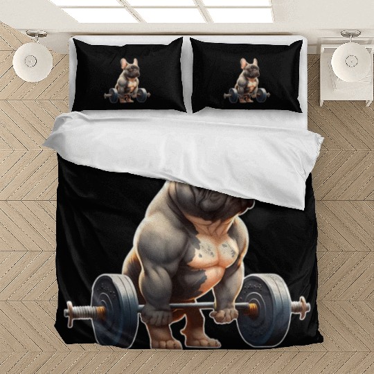 Funny French Bulldog Bodybuilding Gym Bedding Sets