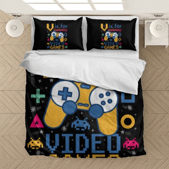 V is for video games - Funny Gamer Bedding Sets