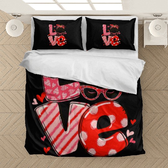 ove Messy Bun Daycare Teacher Valentines Day Bedding Sets