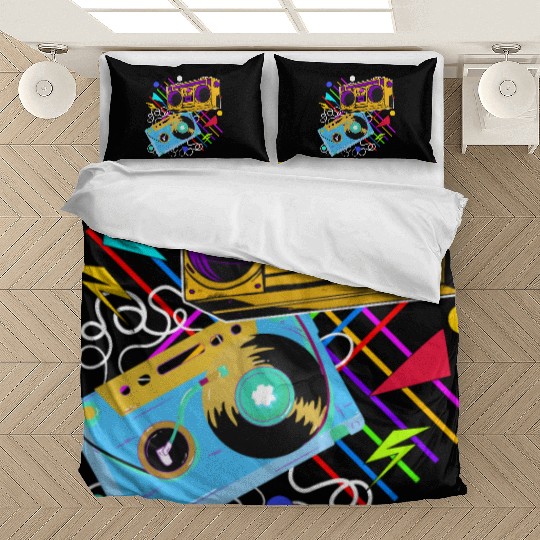 80s 90s Music Aesthetic Vintage Boombox Retro Cass Bedding Sets