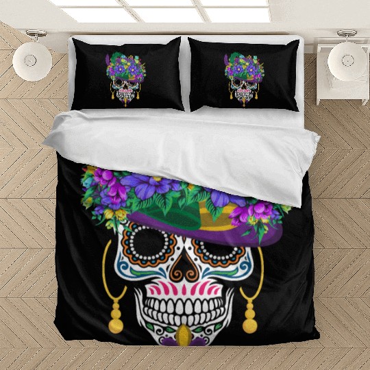 Mardi Gras Costume Dia De Los Muertos Flower Sugar Bedding Sets