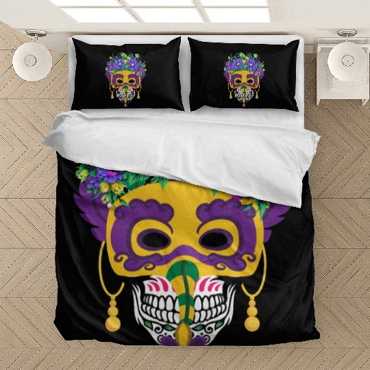 El Dia De Los Muertos Mardi Gras Mask Flower Sugar Bedding Sets