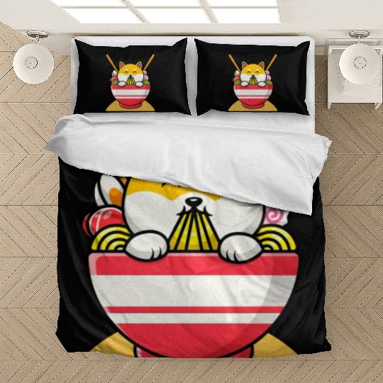 Cat Eating Spaghetti Ramen Cat Sweet Kitty Bedding Sets