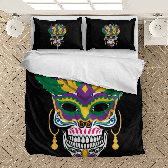 Mardi Gras Costume Dia De Los Muertos Flower Sugar Bedding Sets