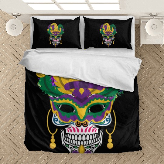 Mardi Gras Mask El Dia De Los Muertos Flower Sugar Bedding Sets