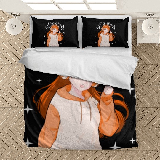 Anime Girl KPop Finger Heart Korean Hangul KDrama Bedding Sets