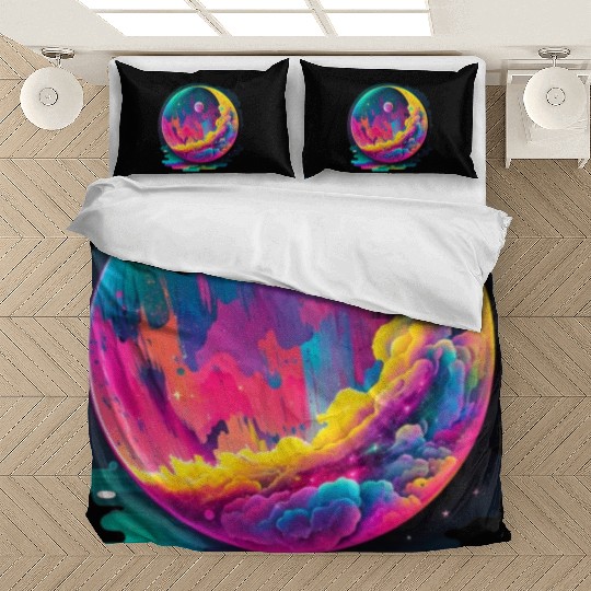 Neon Abstract Watercolor Moon Bedding Sets