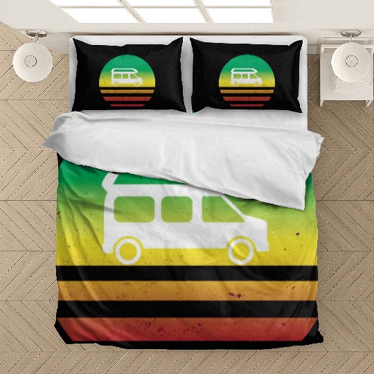 Camper Van Retro Sunset Vintage sun camping Bedding Sets