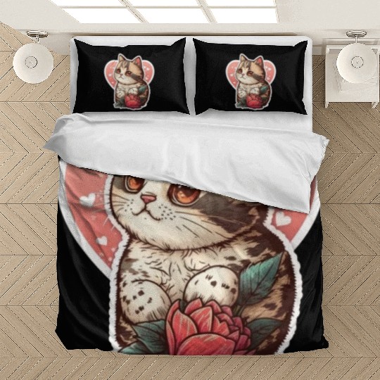 Lovely Cat In Valentine’s Day Bedding Sets
