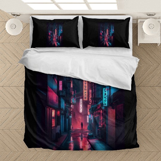 Tokyo Japan Japanese Aesthetic Graphic Night Scene Bedding Sets