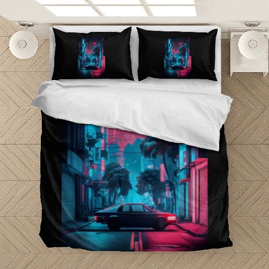 Tokyo Japan Japanese Aesthetic Graphic Night Scene Bedding Sets