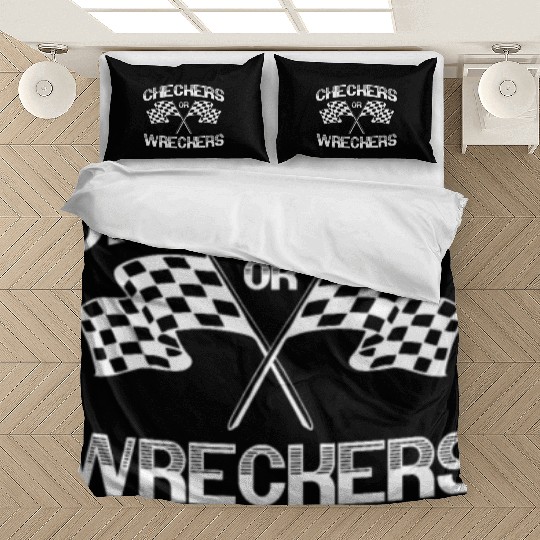 Checkers Or Wreckers Racing Motorcycle Motorsport Bedding Sets