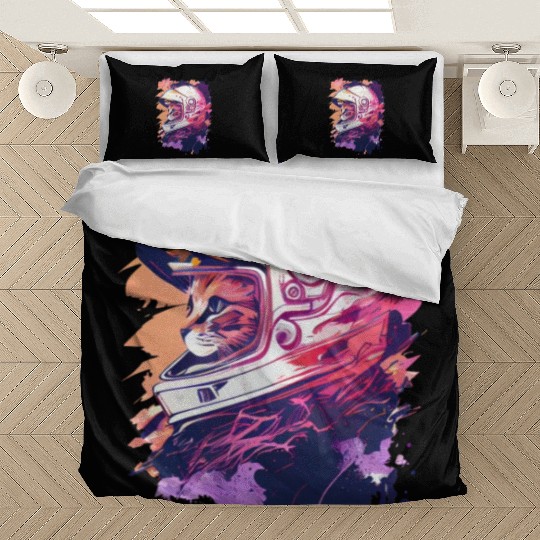 Aesthetic Vaporwave Space Cat 80s 90s Astronaut Bedding Sets