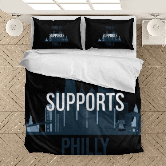 Philly Supports Philly skyline blue transparentbg Bedding Sets