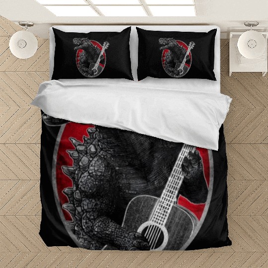 Kaiju playing guitar Bedding Sets