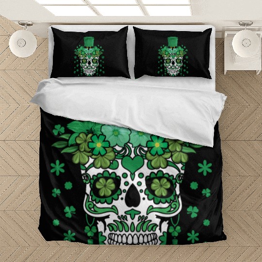 St Patty's Day Dia De Los Muertos Irish Flower Bedding Sets