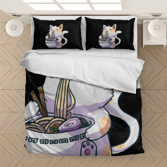 Ramen Cat Kawaii Anime Japanese Kawaii Neko Bedding Sets