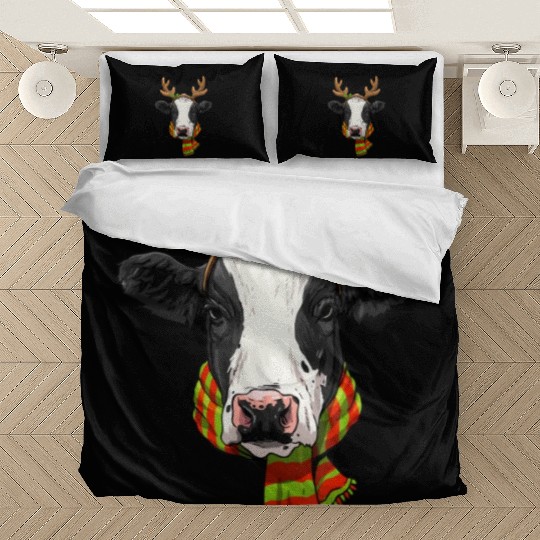 Cow Christmas Santa Clause ReindeerCow Lover Farme Bedding Sets