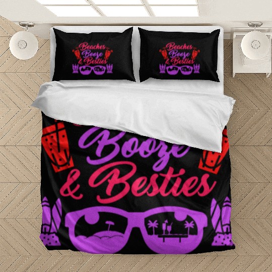 Beaches Booze Besties Summer Vacation Spring Break Bedding Sets