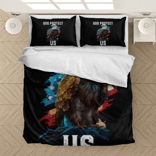 God Protect US American Bald Eagle Christian 4th Bedding Sets