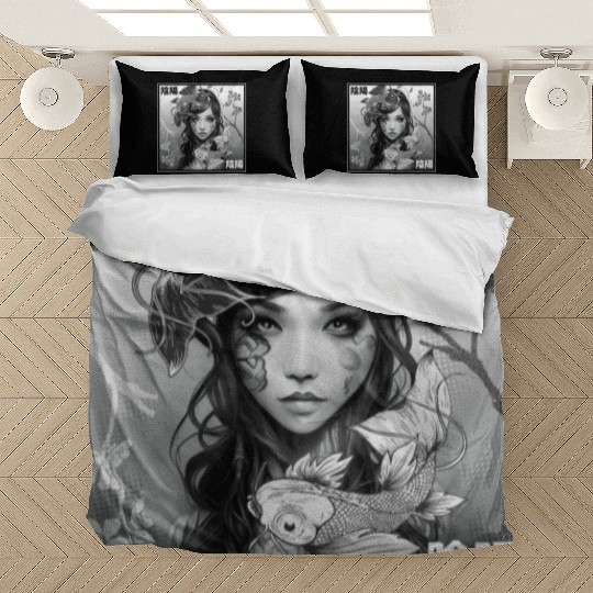 Yin Yang Koi Fish Gothic Emo Japanese Cherry Bloss Bedding Sets