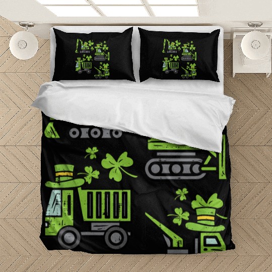Kids Irish Construction Truck Crane Toddler Boys Bedding Sets