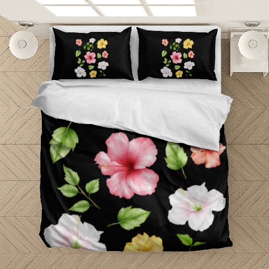 Coconut Girl Aesthetic Hibiscus Flowers Bedding Sets