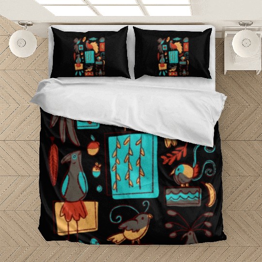 Retro 1950s Birds Of Paradise Pattern Bedding Sets