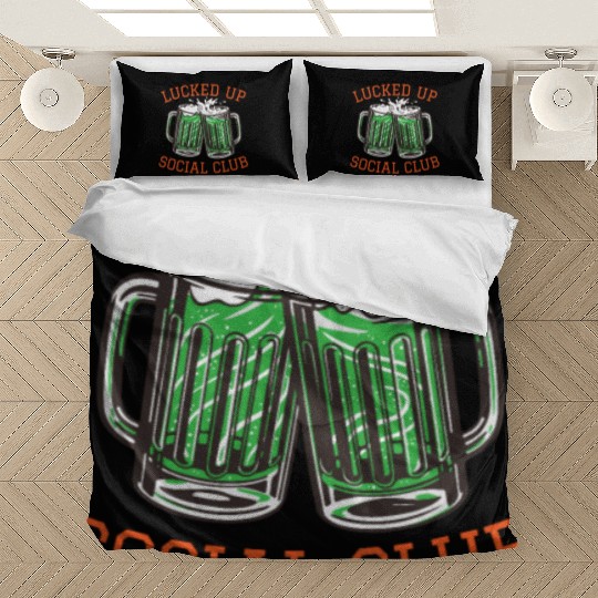 Lucked Up Soociial Clubb, Green Beer, Irish Group Dri Bedding Sets