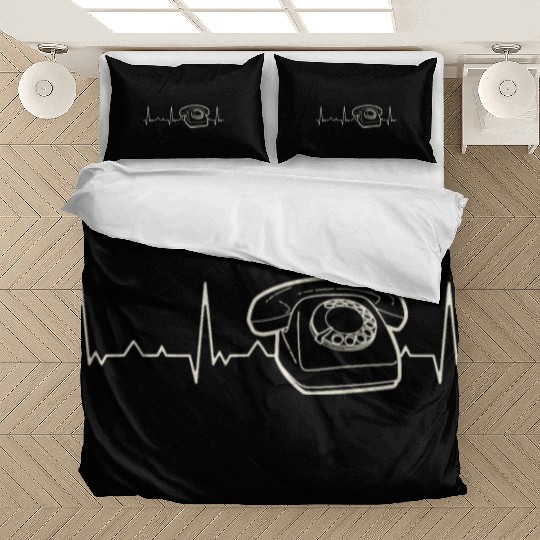 Phone Telephone Classic. Heart. Love. EKG. Pulse. Bedding Sets